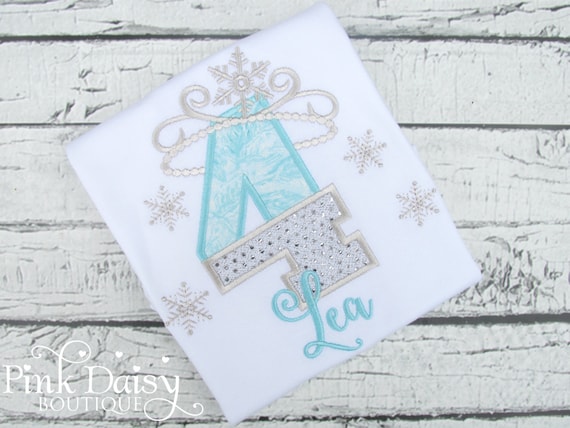Winter Wonderland Birthday Shirt - Aqua Silver - Snowflakes Birthday Shirt - Frozen Ice Queen - Snow Princess - Fourth Birthday Shirt Il_570xn