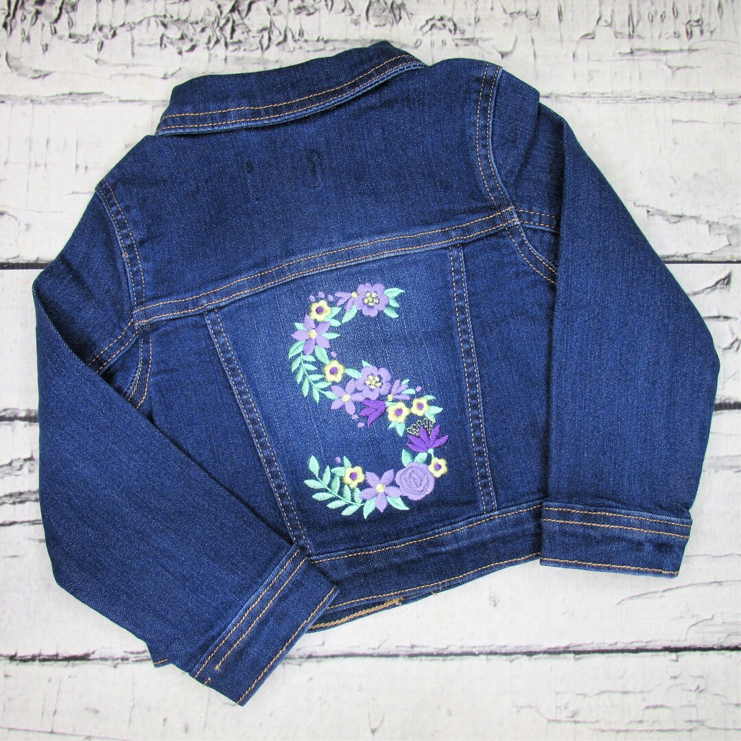 Toddler Jean Jacket Baby Girl Jean Jacket With Floral Initial