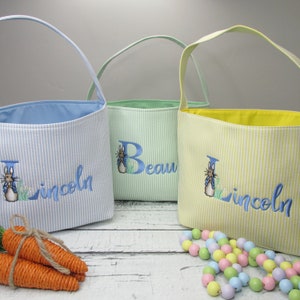 NORALEE EASTER BASKET SKY STRIPE SEERSUCKER