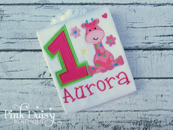 Giraffe Birthday Shirt Girl - Pink Giraffe - Fun to Be One - Wild One - Zoo Birthday - Safari Birthday - Applique Shirt - 1st Birthday Shirt Il_570xn