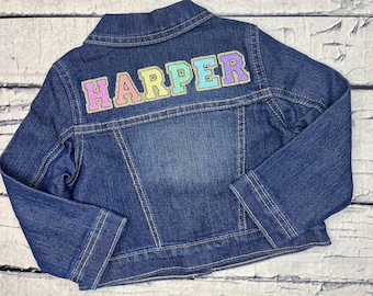 Girls Personalized Denim Jacket - Monogrammed Jean Jacket - Embroidered Jacket - Toddler Girls - Baby Girls - Kids Monogrammed Denim Jacket