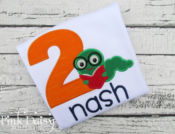 Book Worm Birthday Shirt - Bookworm - Boys Birthday Shirt - Orange Navy Blue Red Green - Reading - Second Birthday - Library - Books Il_570xn