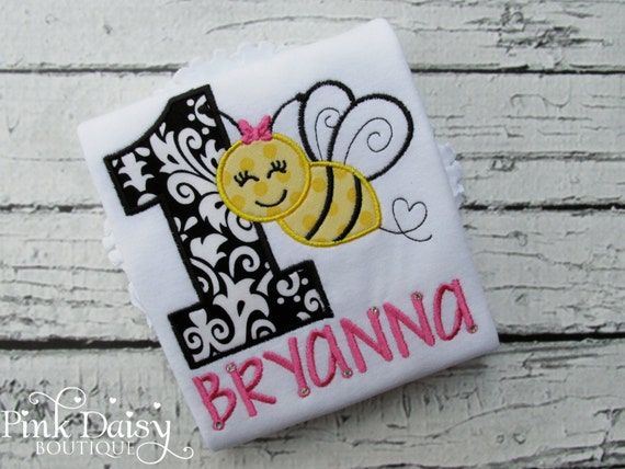 Bumble Bee Birthday Shirt - Bumblebee - Applique Shirt - Embroidered Shirt - Bee Day - First Birthday - 1st Birthday - Custom Tee - Outfit Il_570xn