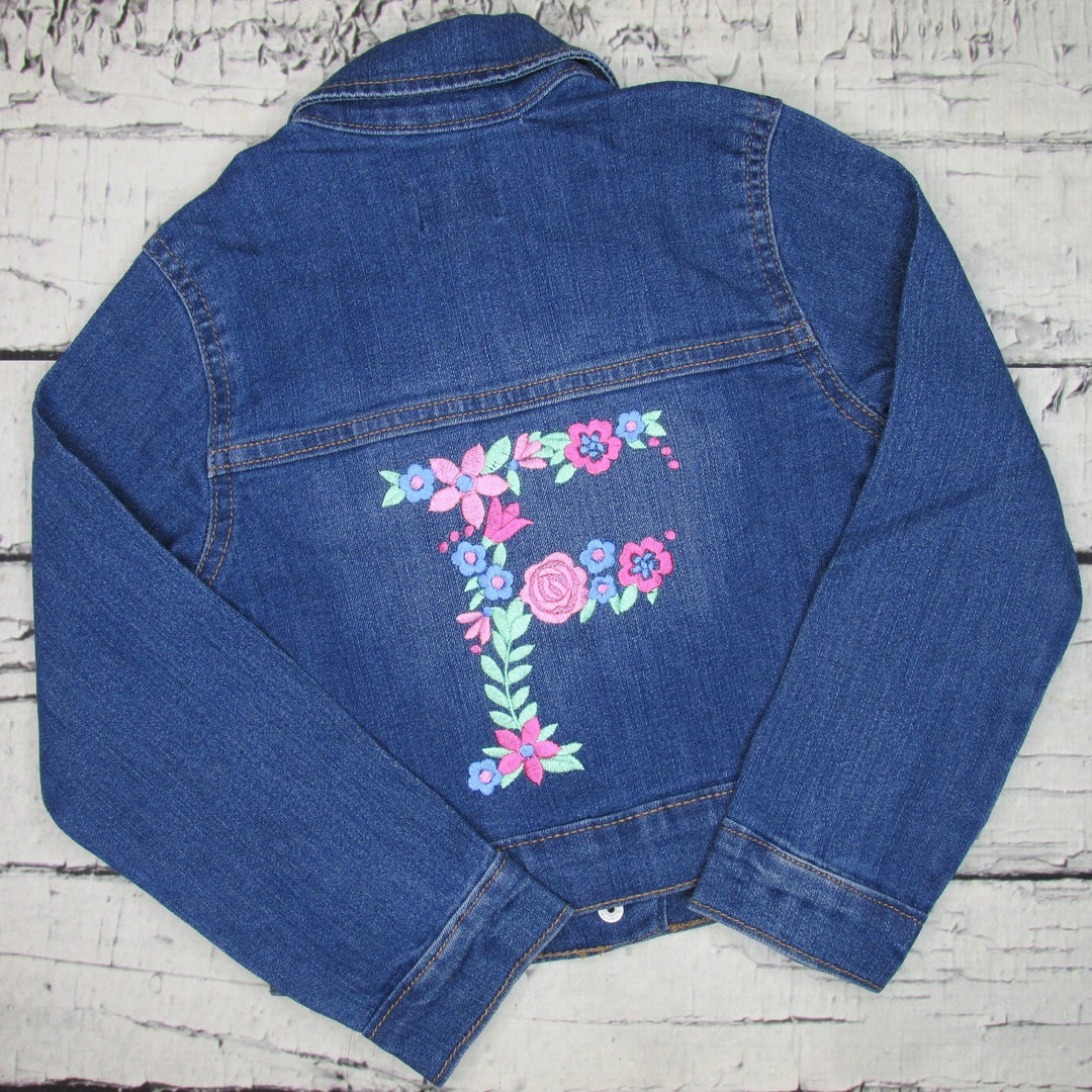 Toddler Jean Jacket Baby Girl Jean Jacket With Floral Initial