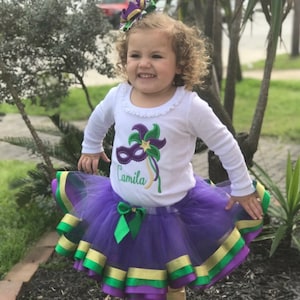 Mardi Gras Outfit Toddler Girl Mardi Gras Tutu for Girls Ribbon Trimmed