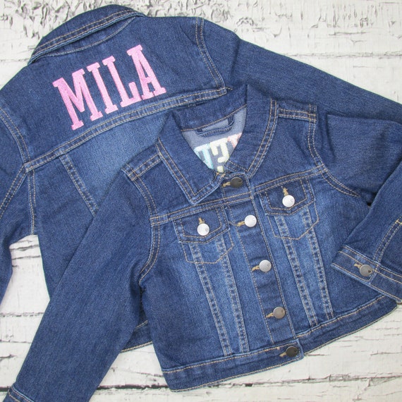 Monogram Printed Denim Jacket, Blue, Contact Seller for Other Sizes