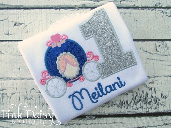 Princess Carriage Birthday Shirt - Royal Blue Silver Pink - Pumpkin Carriage - Cinderella Birthday - Cinderella Coach - Personalized Shirt Il_570xn