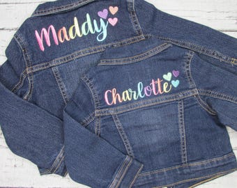 Custom Denim Jacket Kids - Embroidered Jean Jacket - Personalized Jacket - Birthday Gift - Christmas Gift for Baby Girl, Toddler, Big Girl
