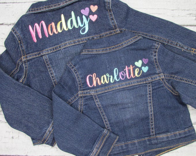 Custom Denim Jacket Kids - Embroidered Jean Jacket - Personalized Jacket - Birthday Gift - Christmas Gift for Baby Girl, Toddler, Big Girl