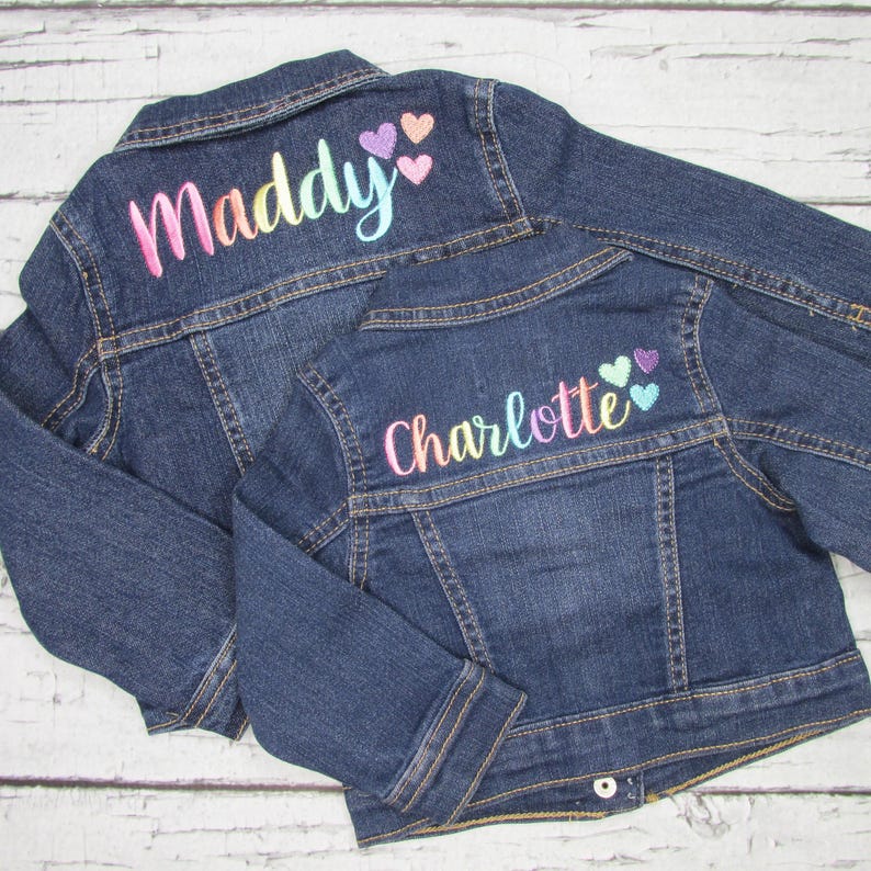 Custom Denim Jacket Kids - Embroidered Jean Jacket - Personalized Jacket - Birthday Gift - Christmas Gift for Baby Girl, Toddler, Big Girl bild 1
