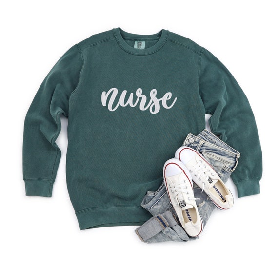 Nurse Sweatshirt Embroidered - Comfort Colors Embroidered Sweatshirt - Nurse Stitched Sweater - Gift for Nurse - Custom Nurse Sweatshirt Il_570xn