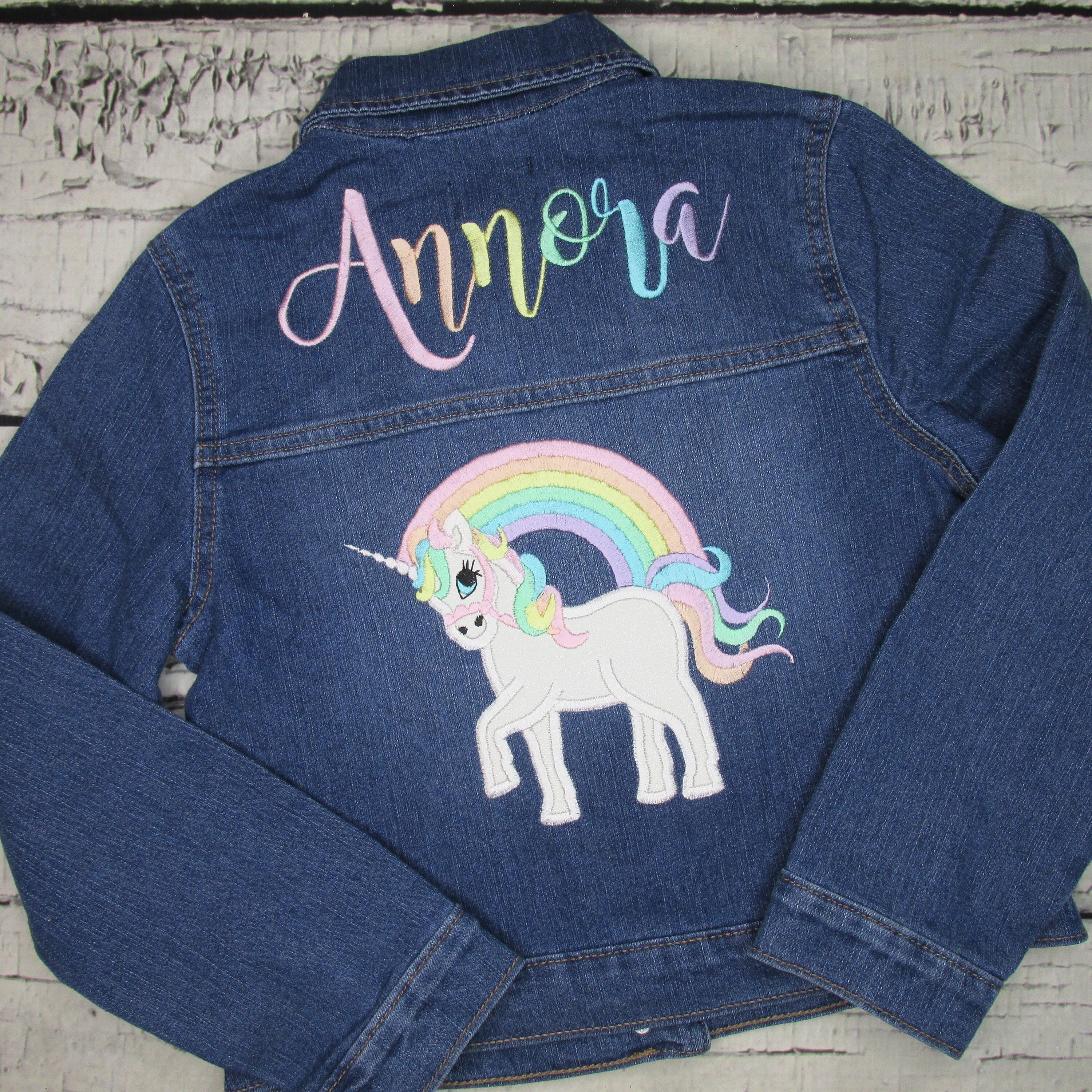 Girls unicorn denim jacket hotsell