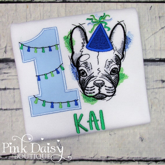 Dog Birthday Shirt Boy - French Bulldog - Birthday PAWty - Dog Birthday Shirt - First Birthday - Frenchie - Embroidered - 1st Birthday Boy Il_570xn