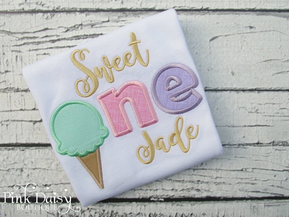 Sweet One Birthday Shirt - Ice Cream Parlor Pink, Mint, Lavender Birthday Shirt - Ice Cream Cone - Ice Cream Sundae - Ice Cream Party Shirt Il_570xn