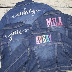 Girls Personalized Denim Jacket – Birthday Gift for Girls – Embroidered Name Jean Jacket