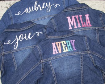 Girls Personalized Denim Jacket – Birthday Gift for Girls – Embroidered Name Jean Jacket