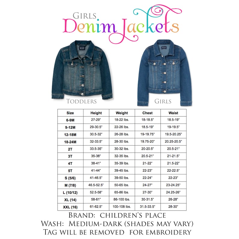 Veste en jean personnalisée pour filles veste en jean à monogramme veste brodée petites filles bébés filles veste en jean à monogramme pour enfants image 2