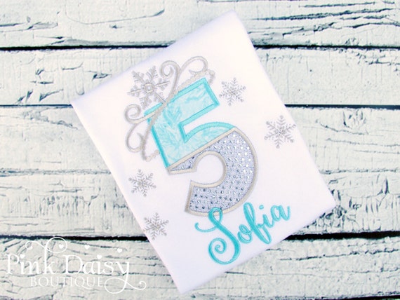 Winter Princess Birthday Shirt - Aqua Silver - Snowflakes Birthday Shirt - Frozen Ice Queen - Snow Princess - Fifth Birthday - Monogrammed Il_570xn