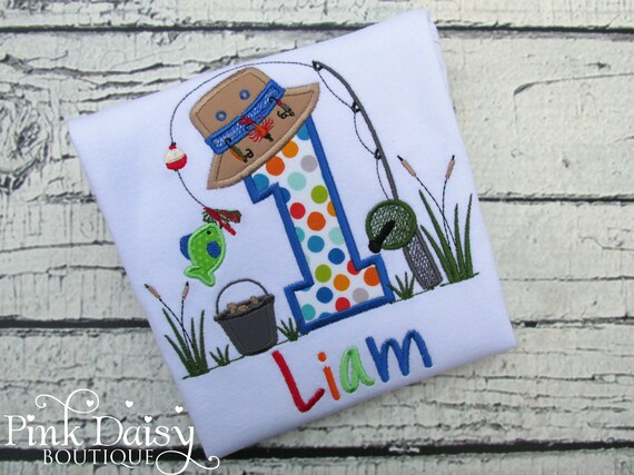 Fishing Birthday Shirt - Boys Fishing Birthday - Fishing First Birthday - O-fish-ally One - Camping - Hunting - Personalized Applique Shirt Il_570xn