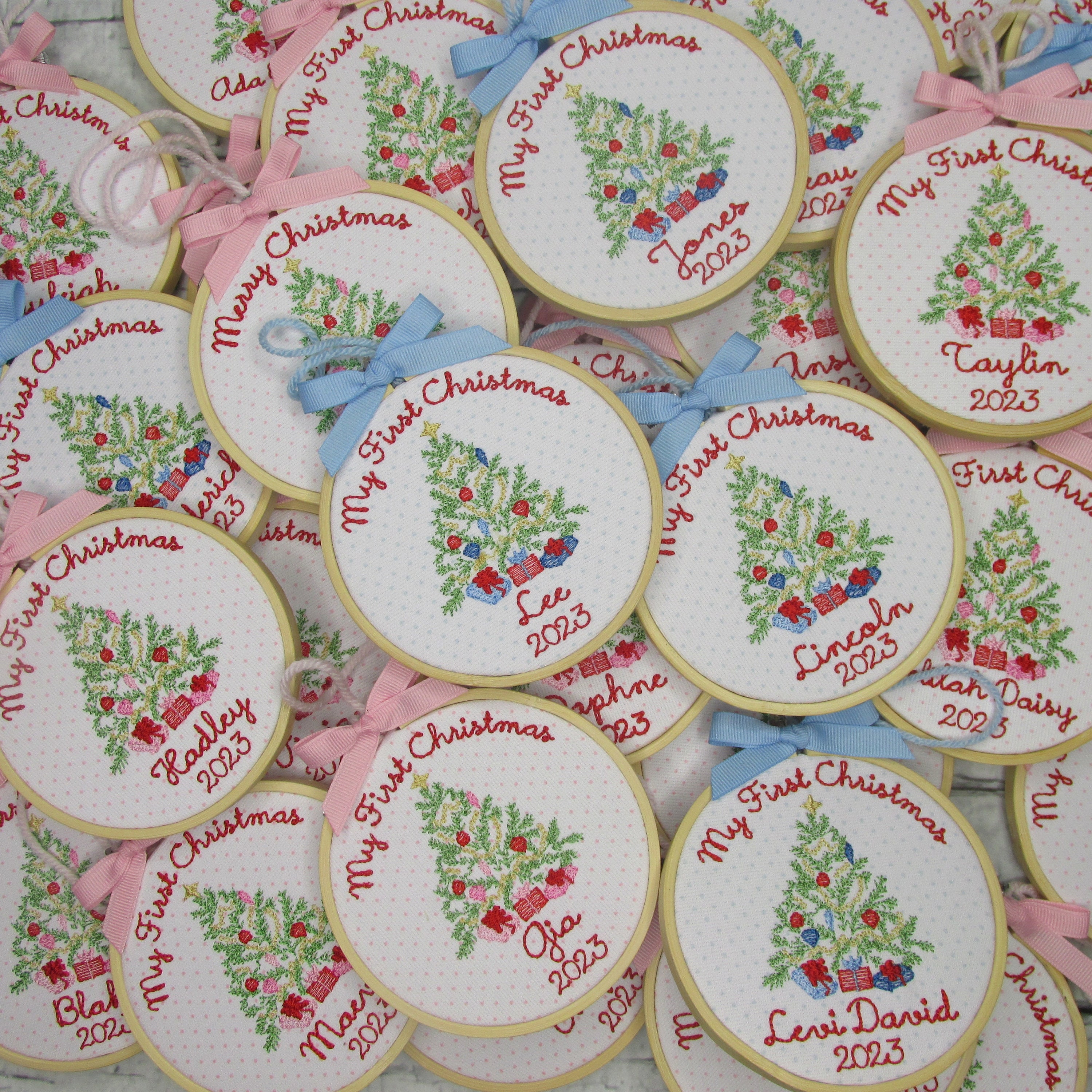 Embroidered Christmas Ornament for Baby Boy - Baby&#39;s First Christmas - Personalized Christmas Ornament - First Christmas Keepsake Ornament
