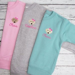 Kids Personalized Sweatshirt - Puppy Sweatshirt - Custom Crewneck - Embroidered Sweater - Birthday Gift - Mini Design - Chest Monogram