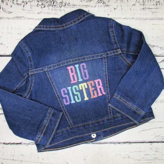 Big Sister Gift - Pregnancy Announcement - Big Sister Jacket - Big Sister Outfit - Girls Denim Jacket - Toddler Girls - Girls Jean Jacket Il_570xn