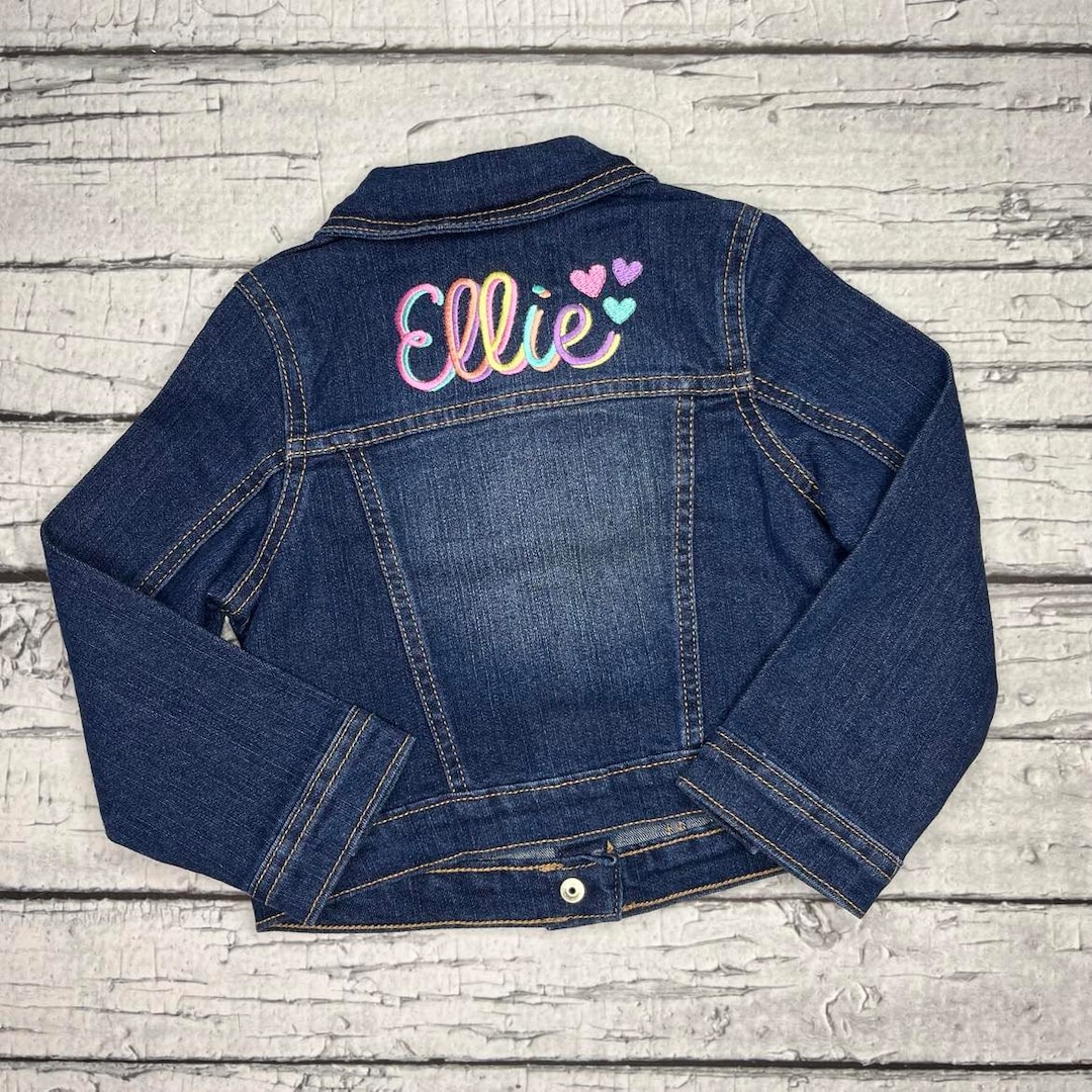 Girls Personalized Denim Jacket Monogrammed Jean Jacket Embroidered