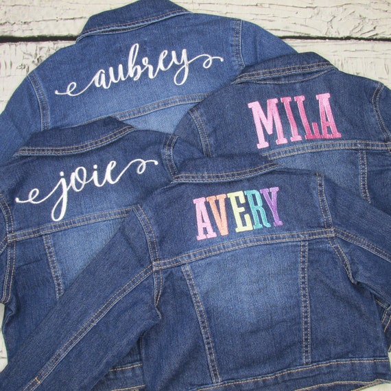 Kids personalised denim jacket  Baby denim jacket, Jackets