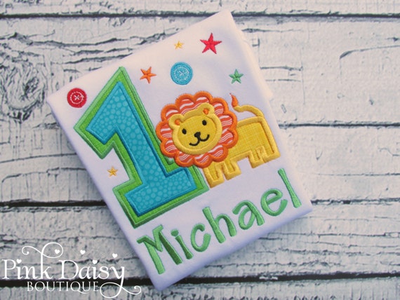 Boys Birthday Shirt - Lion Birthday Shirt - Fun to Be One - Wild at One - Boys Appliqué Birthday Shirt - Jungle - Zoo - Circus - Animals Il_570xn