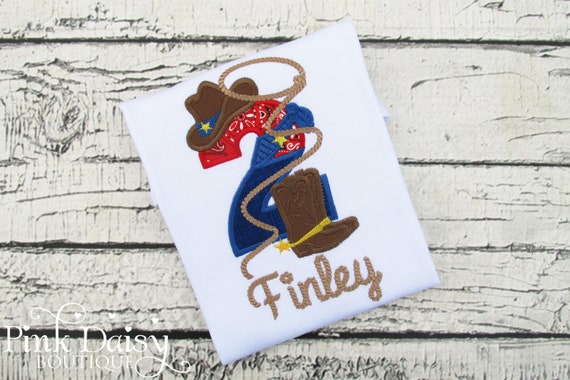 Cowboy Birthday Shirt - Rodeo Birthday Shirt - Horseback Riding Birthday Party - Country Western - Cowboy Shirt - Applique Shirt - Bandana Il_570xn