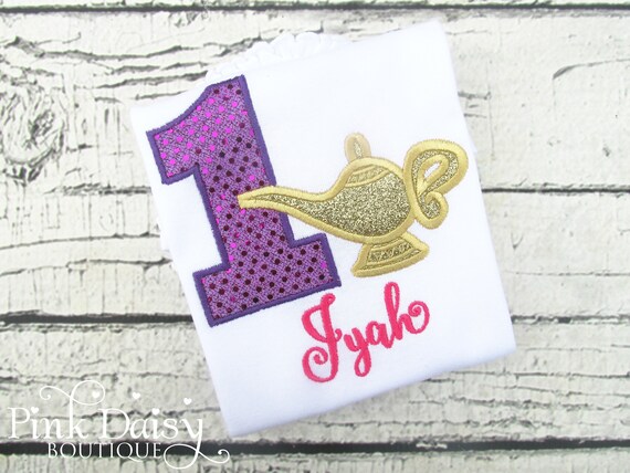 Genie Birthday Shirt - Genie Lamp Birthday Shirt - Magical Genie - Purple Gold Pink - Applique Shirt - Personalized Shirt - 1st Birthday Il_570xn