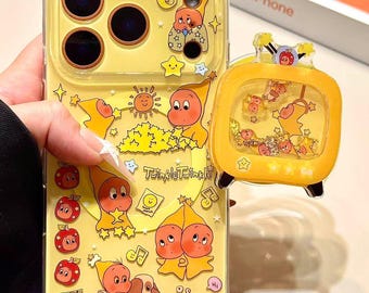 Cute Yellow Cartoon Star Character MagSafe iPhone Case with TV-Style Shaker PopSocket, iPhone 17 Pro Max Case, iPhone 16 15 14 Pro Max Case