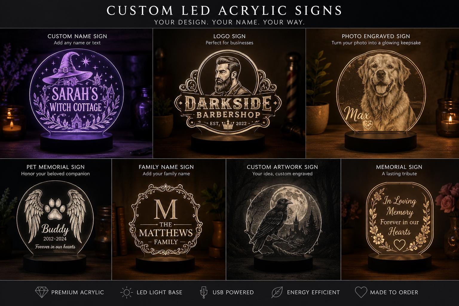 Custom LED Acrylic Edge-Lit Sign