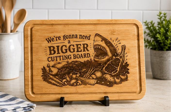 Engraved bamboo cutting board from the workshop