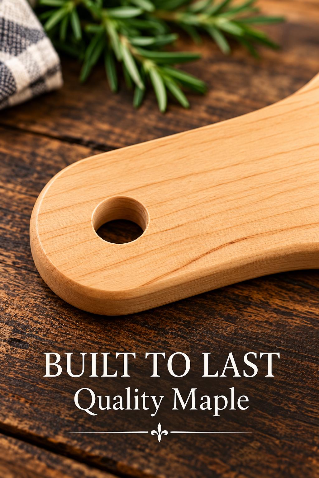 Personalized Long Island Cutting Board, Custom Hometown Maple Board, Long Island Gift, Housewarming Gift, 17x8 Engraved Paddle — shown styled in a home setting of the laser engraved studio piece