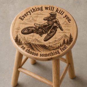 Custom Engraved Wood Stool | Personalized Shop Stool | Garage Decor | Music Lover Gift | Mechanic Gift | Bar Stool