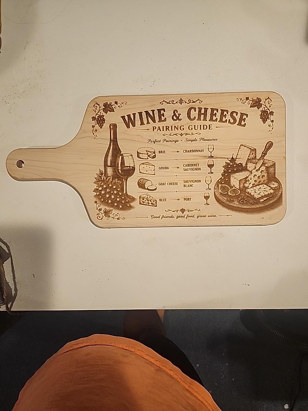 Wine & Cheese Pairing Board — laser-engraved by Happy Soul Workshop