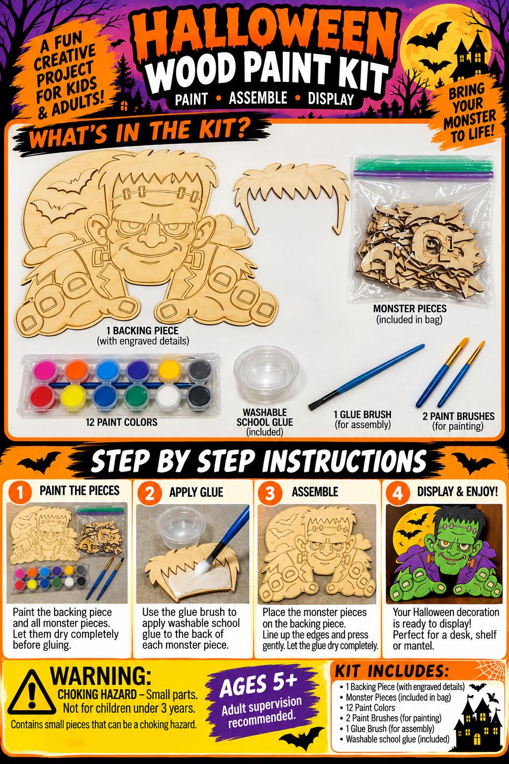 Halloween Paint Kits — additional detail photo of the laser engraved studio piece