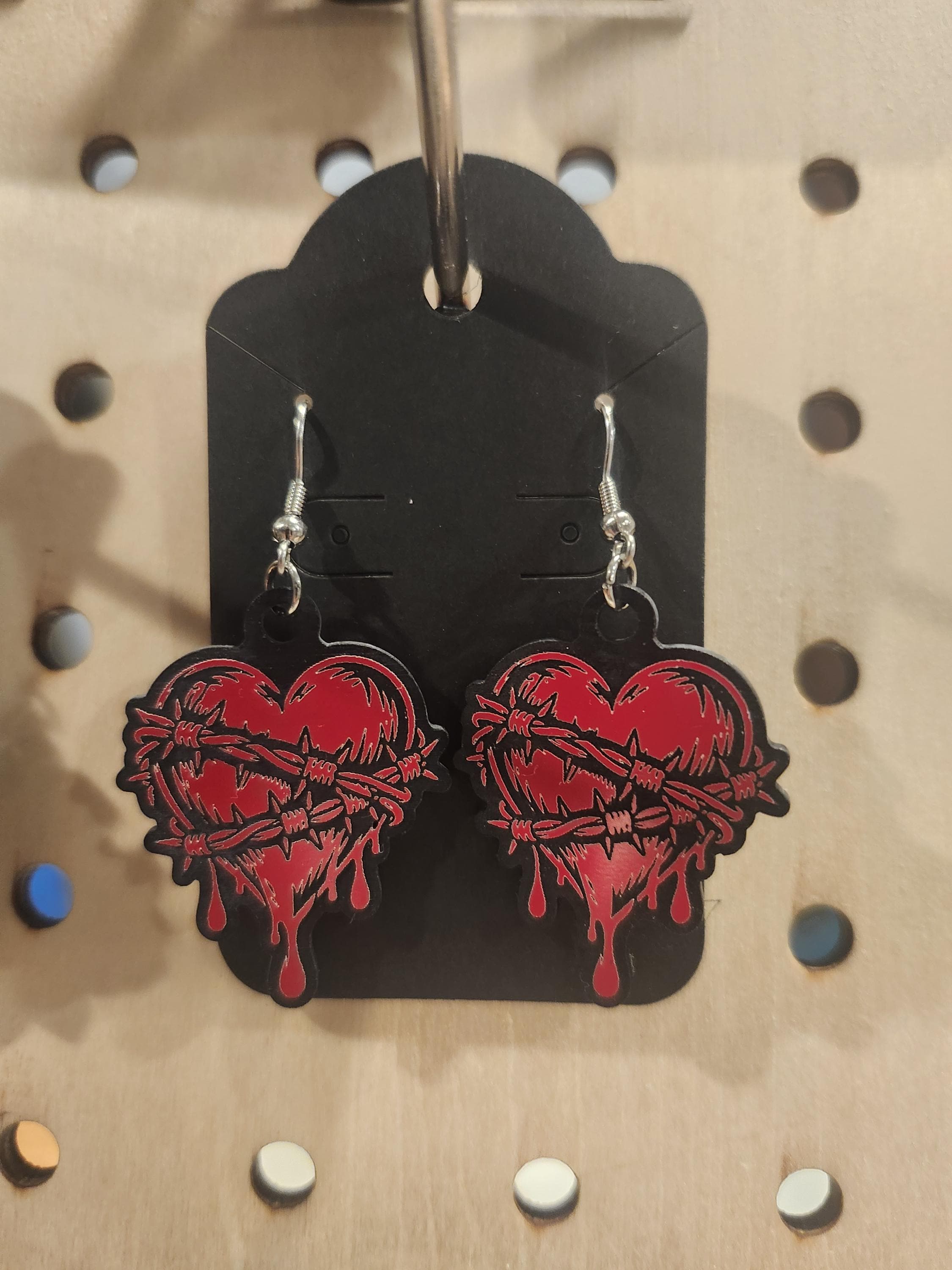 Halloween Earrings — scale and size reference of the laser engraved gothic piece