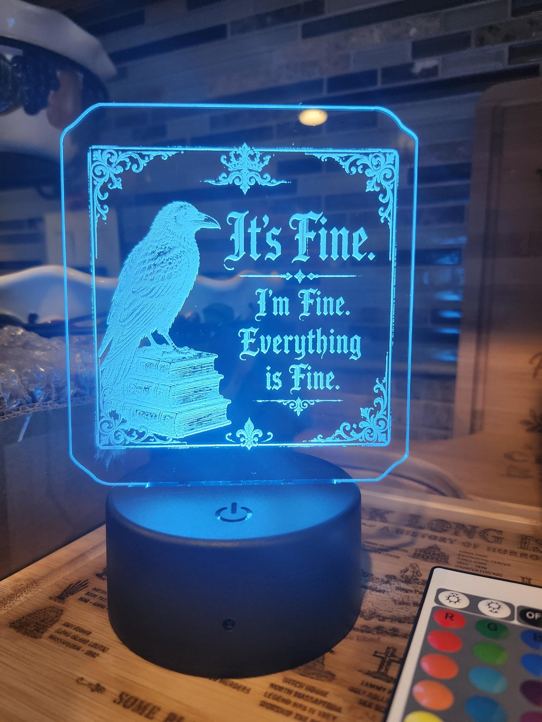 LED acrylic edge-lit sign glowing in the dark