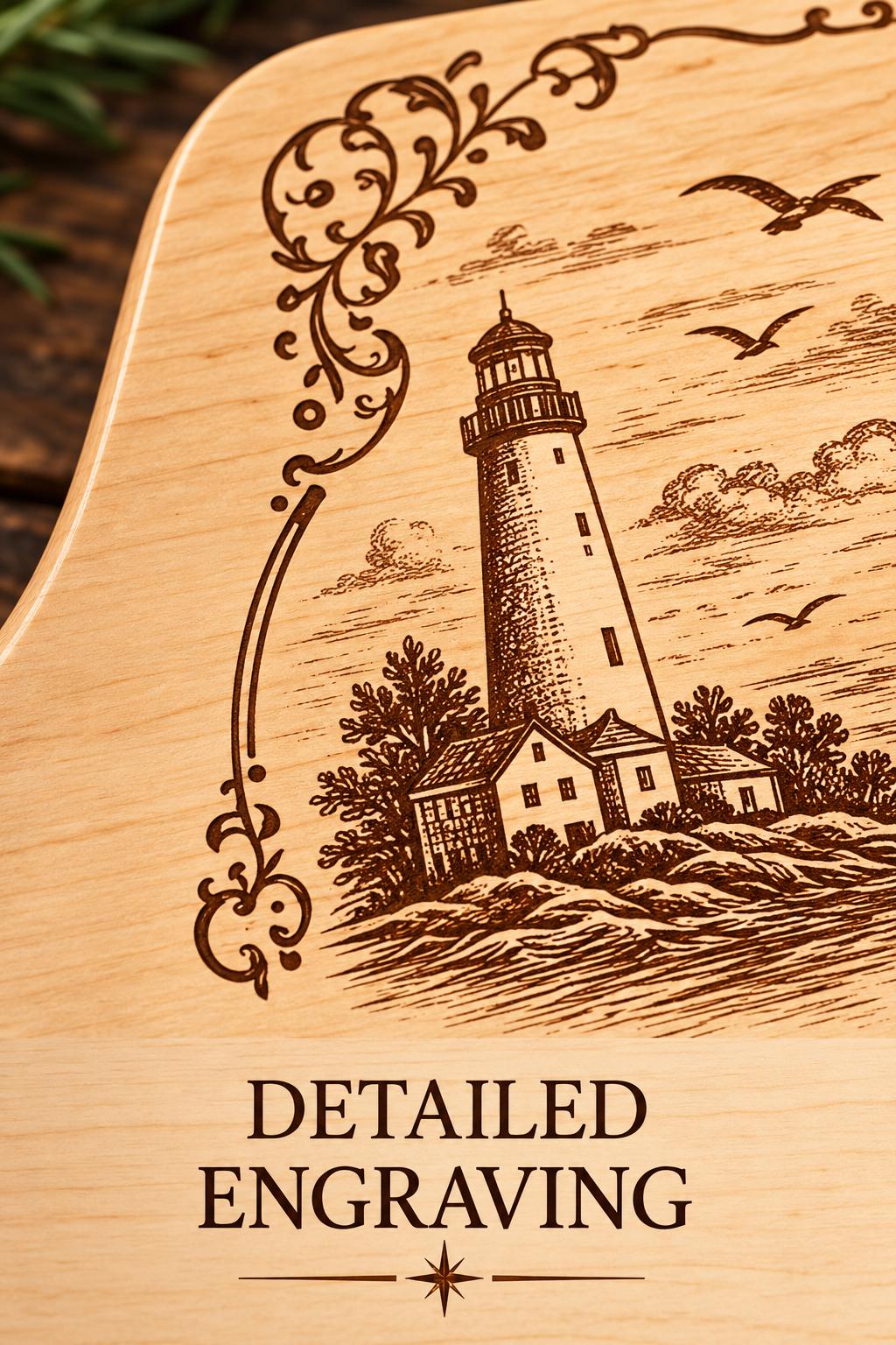 Personalized Long Island Cutting Board, Custom Hometown Maple Board, Long Island Gift, Housewarming Gift, 17x8 Engraved Paddle — scale and size reference of the laser engraved studio piece