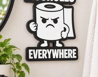 Funny Bathroom Wall Sign – Assholes Everywhere Toilet Paper Humour, Rude Toilet Decor, Novelty Bathroom Gift, 24cm