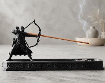 Fantasy Archer Incense Holder, 3D Printed Bow Arrow Ash Catcher, Gothic Decor