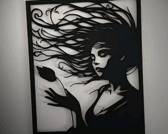 Woman in wind wall art home decor