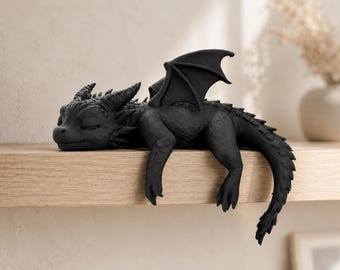 Sleeping Baby Dragon Shelf Sitter – Fantasy Ornament, 3D Printed PLA, Multi Colour