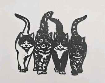 4 walking cats wall art home decor