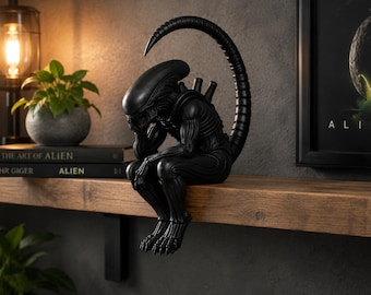Thinking Alien Shelf Sitter Xenomorph Inspired Sci Fi Gothic Home Decor Figure