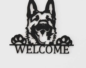 Welcome German Shepherd wall art home decor