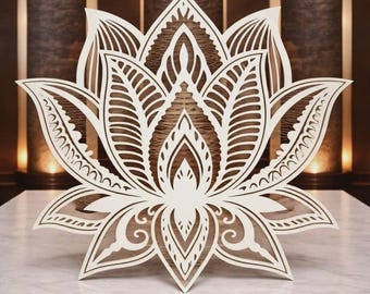 White lotus flower wall art home decor