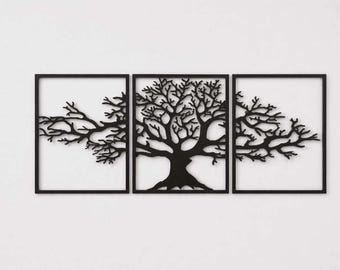 3 Piece tree Wall Art Set Floral Home Decor Panels